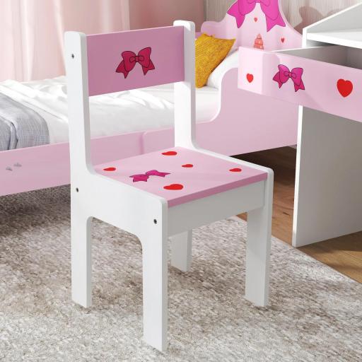 Juego de Escritorio y Silla para Niños de +3 Años con Cajón Extraíble y Compartimento Rosa y Blanco [9]