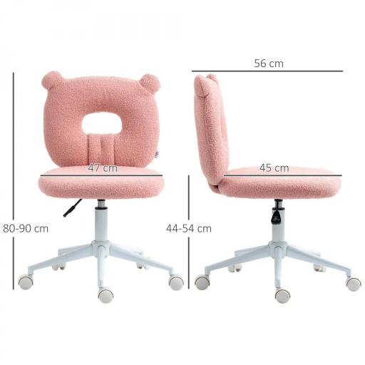 Silla Infantil de Borreguito con Asiento Ajustable en Altura y Respaldo en Forma de Oso Carga 120 kg Rosa [1]