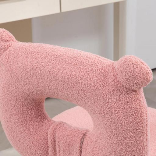 Silla Infantil de Borreguito con Asiento Ajustable en Altura y Respaldo en Forma de Oso Carga 120 kg Rosa [5]