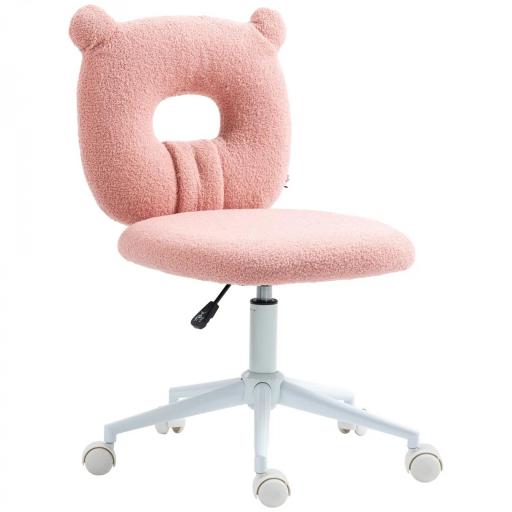 Silla Infantil de Borreguito con Asiento Ajustable en Altura y Respaldo en Forma de Oso Carga 120 kg Rosa [9]