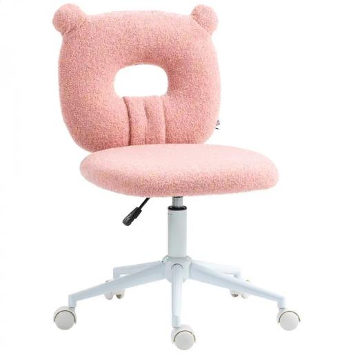 Silla Infantil de Borreguito con Asiento Ajustable en Altura y Respaldo en Forma de Oso Carga 120 kg Rosa [8]