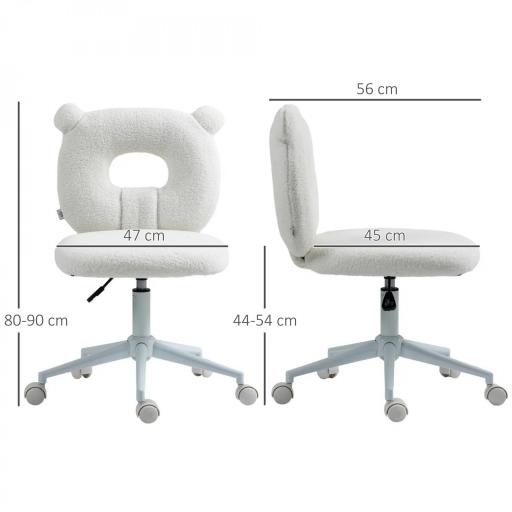 Silla Infantil de Borreguito con Asiento Ajustable en Altura y Respaldo en Forma de Oso Carga 120 kg Blanco [1]