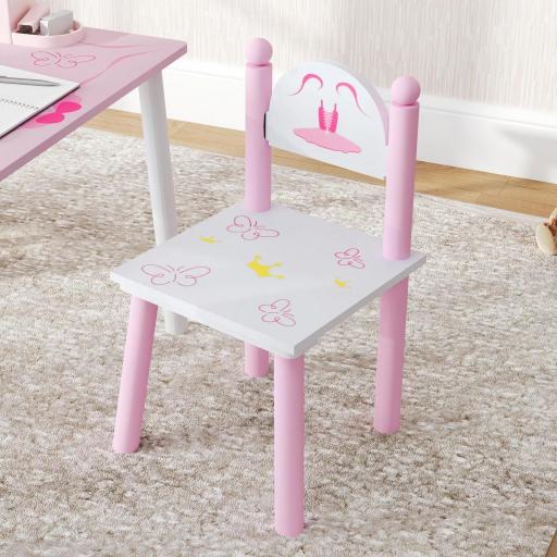 Mesa y Sillas Infantiles para Niños de 2-5 Años de 3 Piezas Mesa Infantil con Sillas para Sala de Juegos Rosa y Blanco [7]