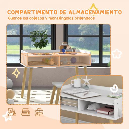 Juego de Mesa y Silla Infantil Mesa para Niños con Tablero de Bloques de Construcción y Rollo de Papel Blanco [7]