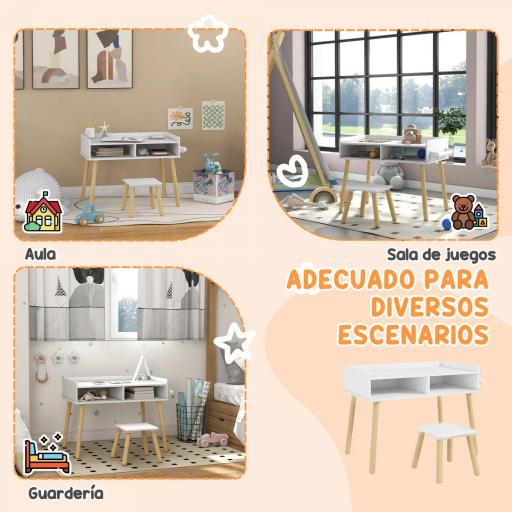 Juego de Mesa y Silla Infantil Mesa para Niños con Tablero de Bloques de Construcción y Rollo de Papel Blanco [5]