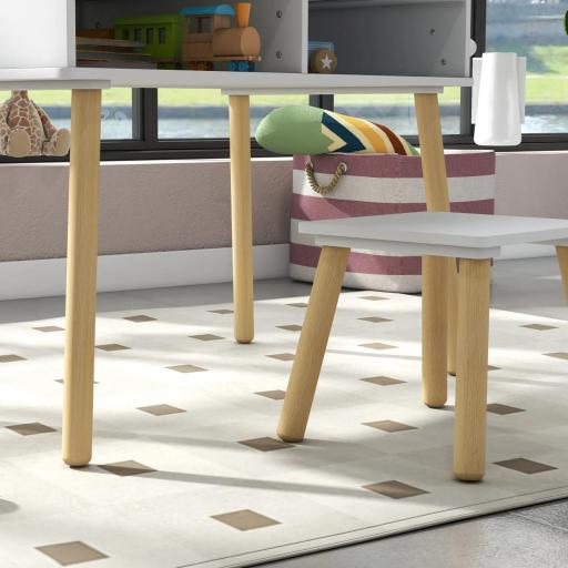 Juego de Mesa y Silla Infantil Mesa para Niños con Tablero de Bloques de Construcción y Rollo de Papel Blanco [3]