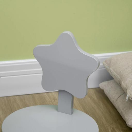 Juego de Mesa y 2 Sillas de Madera para Niños Mesa Redonda Ø59x50 cm y Sillas Ø28x51 cm Muebles Infantiles Gris [6]