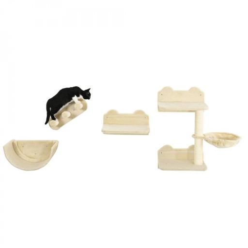 Juego de Escalada para Gatos de Pared Estantes para Gatos 4 Piezas Hamaca Nido Plataformas para Saltar Beige [8]