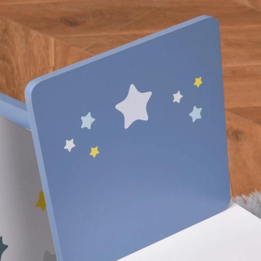 Mesa con Sillas para Niños de 2-4 Años de Madera Mesa 60x40x43 cm y Sillas para Dormitorio 28x26x48 cm Blanco y Azul [5]