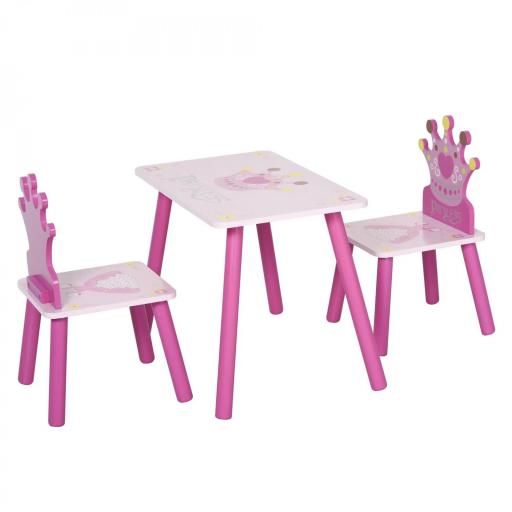 Juego de Mesa y 2 Sillas Infantiles de Madera Set de Mesa 55x34x42 cm Sillas 28x26x50 cm para Niños de 2-4 Años para Dormitorio Color Rosa [9]