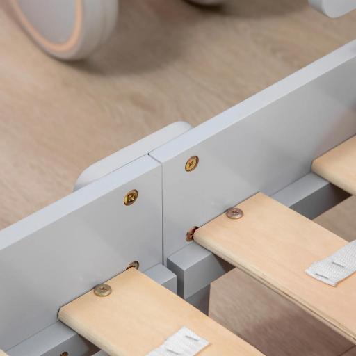 Cama para niños de 3 a 6 años diseño estrellas y luna somier de láminas incluido habitación moderna 143x76x49 cm Gris [6]