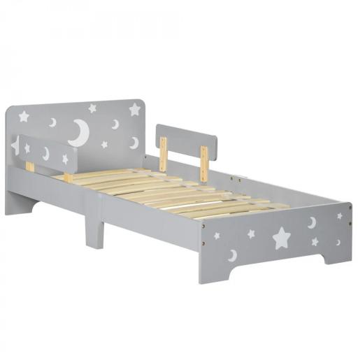 Cama para niños de 3 a 6 años diseño estrellas y luna somier de láminas incluido habitación moderna 143x76x49 cm Gris [5]