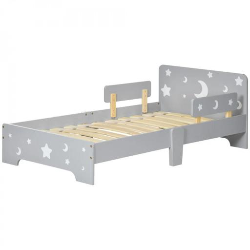 Cama para niños de 3 a 6 años diseño estrellas y luna somier de láminas incluido habitación moderna 143x76x49 cm Gris [2]