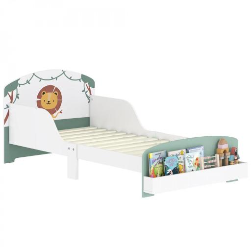Cama infantil para Niños de +3 Años 70x140 cm de Madera con Almacenaje y Dibujo de León para Dormitorio Verde [8]