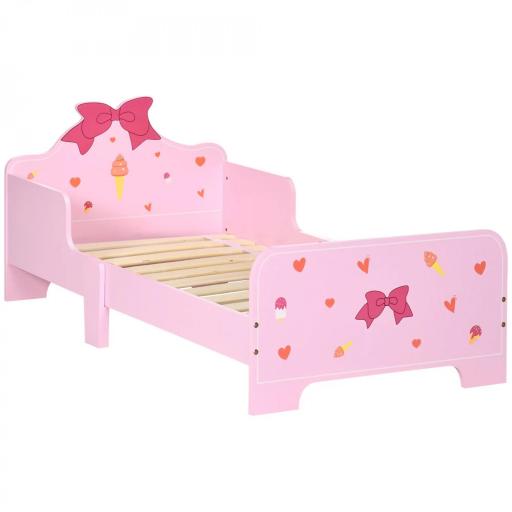 Cama Infantil para Niños de 3-6 Años Cama de Madera con Laterales de Protección Carga Máx. 80kg 143x74x59cm Rosa [8]