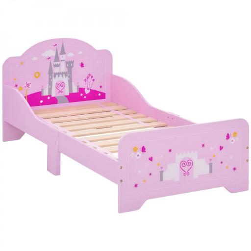 Cama Infantil para +3 Años Cama para Niños de Madera con Barreras de Protección Carga Máx. 50 kg 143x73x60 cm Rosa [5]