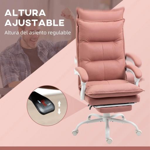 Silla de Masaje Reclinable con 6 Puntos de Masaje y 5 Modos con Función de Calefacción Ajustable 66x74x114-121,5 cm Rosa [4]