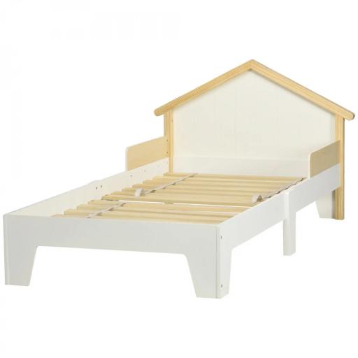 Cama para niños - estructura lecho con cabeza de cama casa y somier de lamas incluido - 90x190 cm - pino macizo Blanco [6]