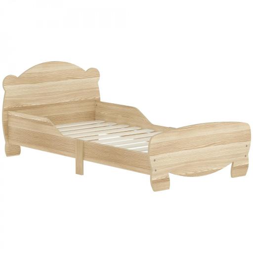 Cama Infantil de Madera con Barandillas y Diseño de Oso Estructura Baja para Niños de 3-6 Años 143,5x80x55 cm Natural [9]