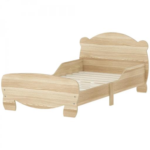 Cama Infantil de Madera con Barandillas y Diseño de Oso Estructura Baja para Niños de 3-6 Años 143,5x80x55 cm Natural [8]