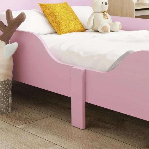 Estructura de Cama Infantil, Marco de Cama Individual para Niños, Protección contra Caídas, Cama Pequeña para Habitación Infantil, MDF, sin Colchón, Rosa [4]