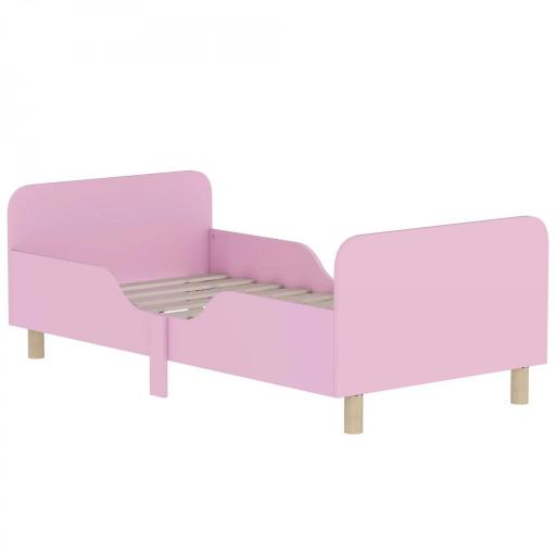 Estructura de Cama Infantil, Marco de Cama Individual para Niños, Protección contra Caídas, Cama Pequeña para Habitación Infantil, MDF, sin Colchón, Rosa [5]