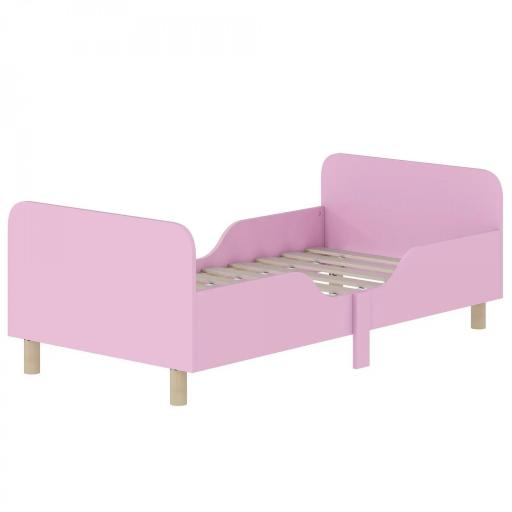 Estructura de Cama Infantil, Marco de Cama Individual para Niños, Protección contra Caídas, Cama Pequeña para Habitación Infantil, MDF, sin Colchón, Rosa [3]