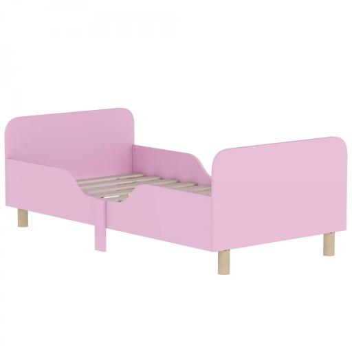 Estructura de Cama Infantil, Marco de Cama Individual para Niños, Protección contra Caídas, Cama Pequeña para Habitación Infantil, MDF, sin Colchón, Rosa [6]