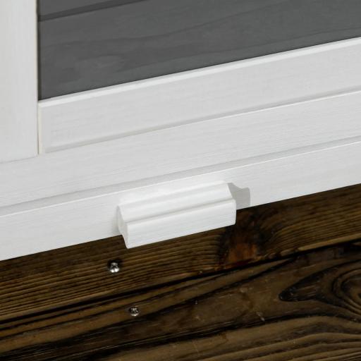 Conejera de Madera de 2 Niveles con Ruedas 2 Puertas Techo y Bandejas Extraíbles 119x50,5x109 cm Blanco y Gris [7]