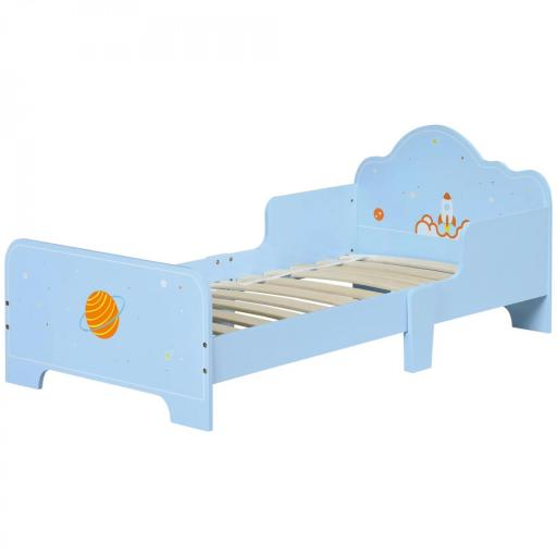 Cama Infantil para Niños de 3-6 Años Cama de Madera con Laterales de Protección Carga Máx. 80kg 143x74x59cm Azul [8]
