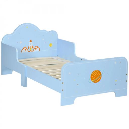 Cama Infantil para Niños de 3-6 Años Cama de Madera con Laterales de Protección Carga Máx. 80kg 143x74x59cm Azul [9]
