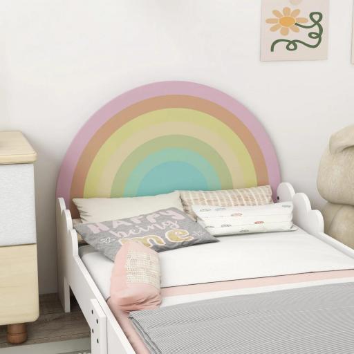 Cama Infantil de Madera 143x74x66 cm en Forma de Arcoíris Mueble de Dormitorio Moderno Carga 80 kg Rosa [5]