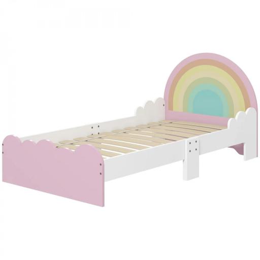 Cama Infantil de Madera 143x74x66 cm en Forma de Arcoíris Mueble de Dormitorio Moderno Carga 80 kg Rosa [9]