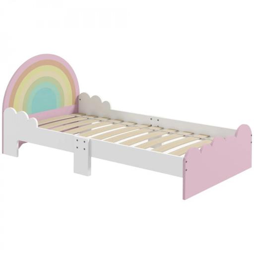 Cama Infantil de Madera 143x74x66 cm en Forma de Arcoíris Mueble de Dormitorio Moderno Carga 80 kg Rosa [8]