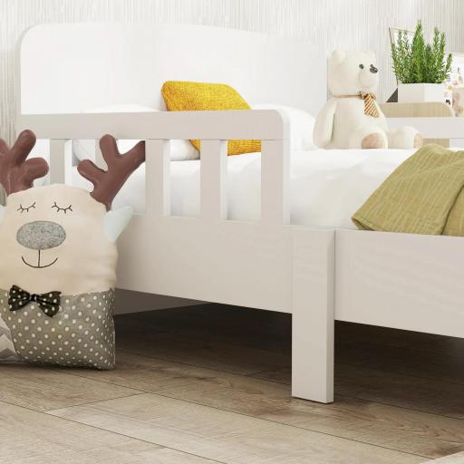 Cama infantil 70x140 cm cama para niños con barrera anticaídas y somier para niños y niñas de 3-8 años blanco [2]