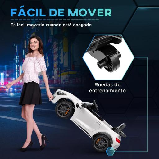 Coche Eléctrico para Niños de +3 Años Mercedes-Benz AMG GTR con Batería 12V Mando a Distancia Faros Bocina Música Blanco [6]