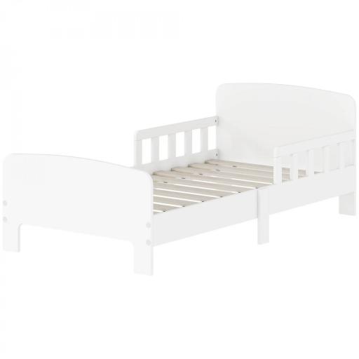 Cama infantil 70x140 cm cama para niños con barrera anticaídas y somier para niños y niñas de 3-8 años blanco [8]