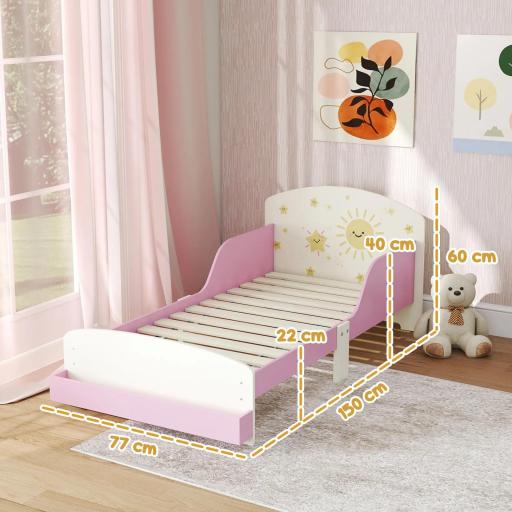 Cama infantil para Niños de +3 Años 70x140 cm de Madera con Almacenaje y Dibujos de Estrellas para Dormitorio Rosa [5]