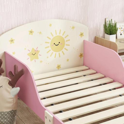 Cama infantil para Niños de +3 Años 70x140 cm de Madera con Almacenaje y Dibujos de Estrellas para Dormitorio Rosa [7]