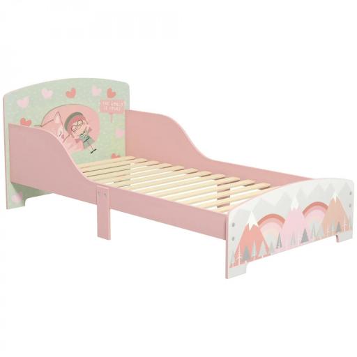 Cama para Niños 143x77x60 cm Cama Infantil de 3-6 Años con Barreras de Protección y Estampados Carga Máx. 40 kg Rosa [9]
