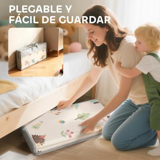 Alfombra Bebé Acolchada Plegable Reversible 150x180 cm Tapete de Actividades Bebé XPE Impermeable Multicolor [2]