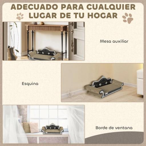 Rascador Cartón para Gatos en Forma de Sofá con Catnip para Interior 56,5x24x26 cm Marrón [3]