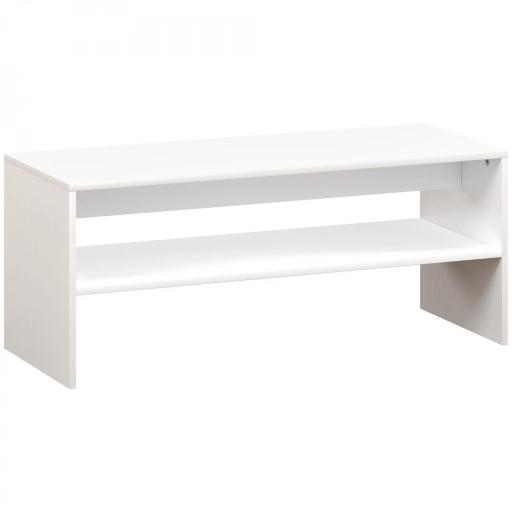Mesa de Centro Mesa Auxiliar con Compartimento Abierto Mesa de Café 100x40x41,5 cm Blanco Brillante [8]
