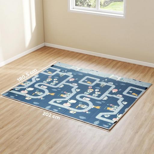 Alfombra Bebé Acolchada Plegable Reversible 202x180,5x1 cm Laterales Abatibles Impermeable Multicolor [2]