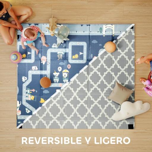 Alfombra Bebé Acolchada Plegable Reversible 202x180,5x1 cm Laterales Abatibles Impermeable Multicolor [1]