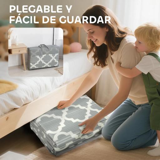 Alfombra Bebé Acolchada Plegable Reversible 202x180,5x1 cm Laterales Abatibles Impermeable Multicolor [4]