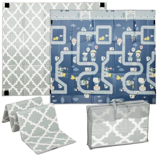 Alfombra Bebé Acolchada Plegable Reversible 202x180,5x1 cm Laterales Abatibles Impermeable Multicolor [6]