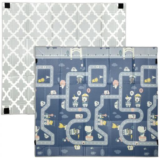 Alfombra Bebé Acolchada Plegable Reversible 202x180,5x1 cm Laterales Abatibles Impermeable Multicolor [7]