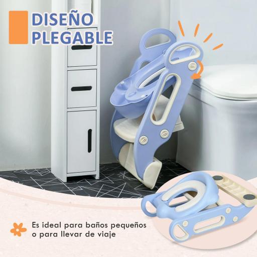 Adaptator WC para Niños con Escalera Plegable Reductor de Aprendizaje para Baño Portátil 67,9x42,8x51,5 cm Azul  [2]