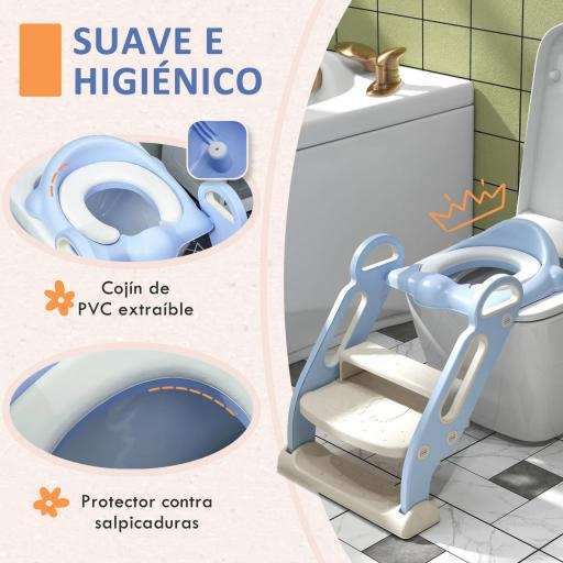 Adaptator WC para Niños con Escalera Plegable Reductor de Aprendizaje para Baño Portátil 67,9x42,8x51,5 cm Azul  [4]